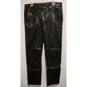 Rock & Republic Berlin Jeans R010120 Black Shiny Snake Print Goth Size 16